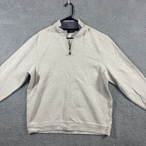 Tasso Elba Other - Tasso Elba Quarter Zip Sweater Mens XXL Oatmeal Heather Ribbed Cotton Pullover